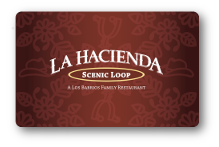 la hacienda logo over red background
