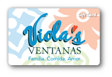Violas Ventanas logo with flower in background
